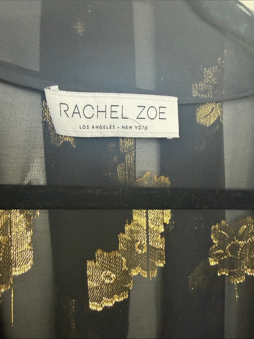 Rachel Zoe Black and Gold Metallic Floral Kimono Robe - Picture 6 of 6
